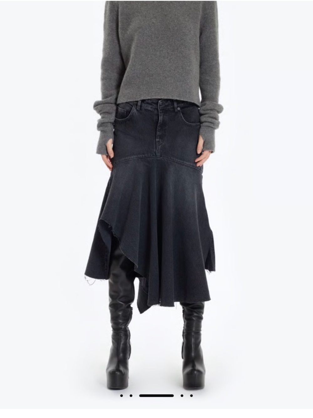 Petar Petrov Black Midi Denim Skirt